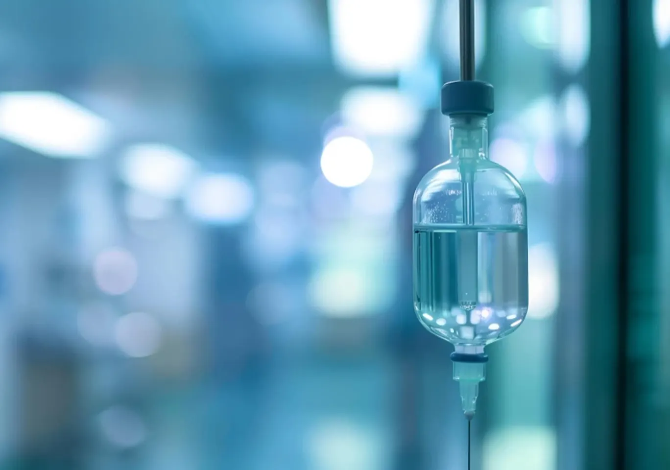 Detoks alkoholowy Różan: butelka infuzyjna zawieszona w gabinecie